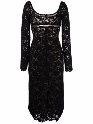 Giambattista Valli long-sleeved lace midi-dress - Black
