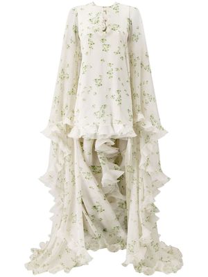 Giambattista Valli Lucky Love silk cape dress - White