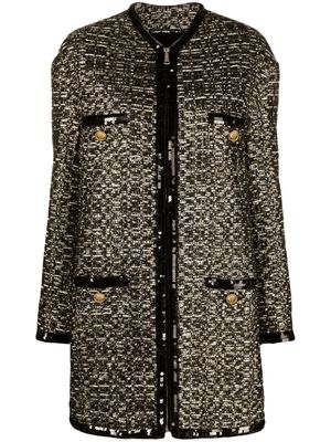 Giambattista Valli metallic-thread tweed midi coat - Black