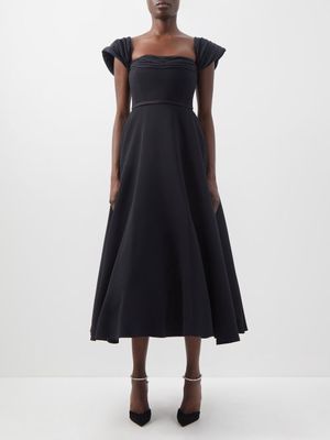 Giambattista Valli - Off-shoulder Crepe Midi Dress - Womens - Black