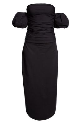 Giambattista Valli Off the Shoulder Puff Sleeve Knit Dress in Black