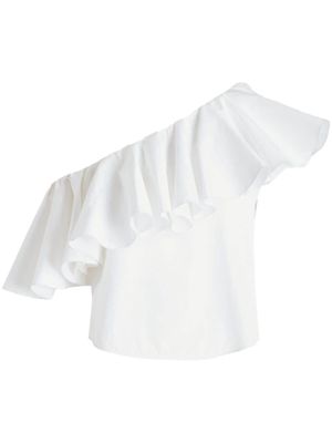 Giambattista Valli one-shoulder ruffle-trim blouse - White