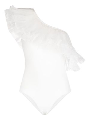 Giambattista Valli one-shoulder ruffled swimsuit - White