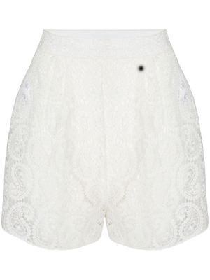Giambattista Valli paisley macramé high-waist shorts - White