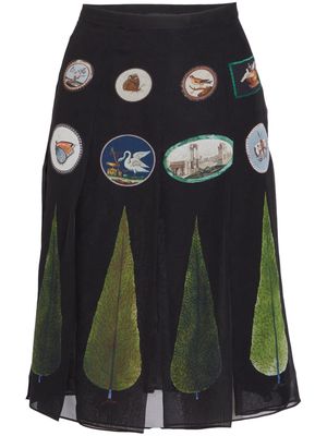 Giambattista Valli patch-embellished silk midi skirt - Black