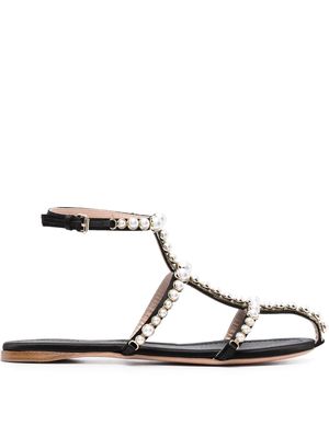 Giambattista Valli pearl-embellishment gladiator sandals - Black