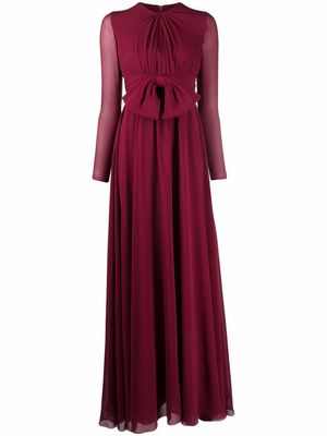 Giambattista Valli pleated bow-detail gown - Red
