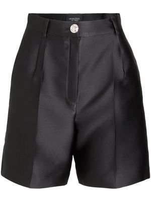 Giambattista Valli pleated silk-satin tailored shorts - Black