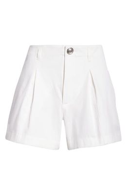 Giambattista Valli Pleated Stretch Cotton Shorts in Ivory