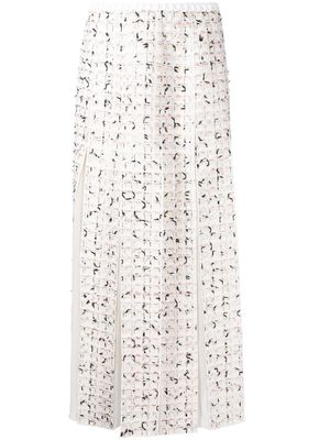 Giambattista Valli pleated tweed midi skirt - White