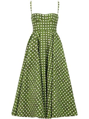 Giambattista Valli polka-dot flared midi dress - Green