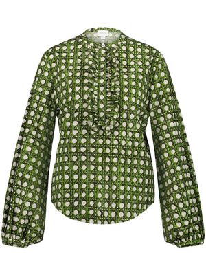 Giambattista Valli polka-dot long-sleeved blouse - Green