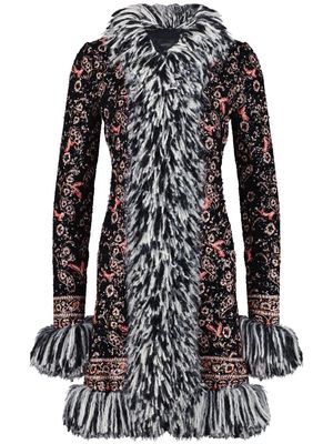Giambattista Valli Popping Paisley fringed sequin coat - Black