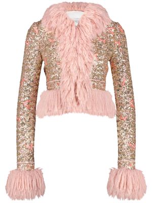 Giambattista Valli Popping Paisley sequin-embellished cropped jacket - Pink