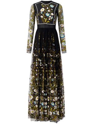 Giambattista Valli Ramages-embroidered silk-tulle gown - Black