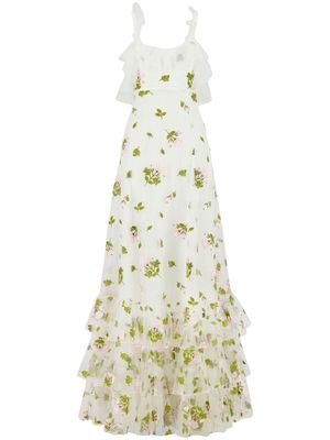Giambattista Valli rose-print maxi dress - White