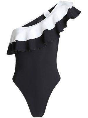 Giambattista Valli ruffle-detail asymmetric swimsuit - Black