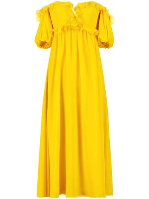 Giambattista Valli ruffle-detail off-shoulder dress - Yellow