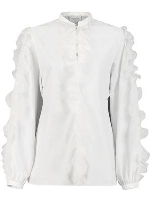 Giambattista Valli ruffled cotton-blend shirt - White
