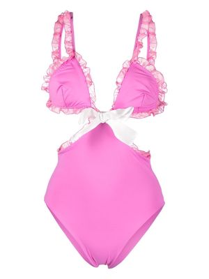 Giambattista Valli ruffled cut-out swimsuit - Pink