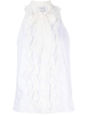 Giambattista Valli ruffled sleeveless blouse - White