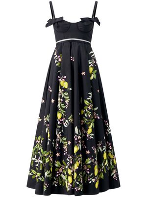 Giambattista Valli Saint-Tropez floral-print flared midi dress - Black