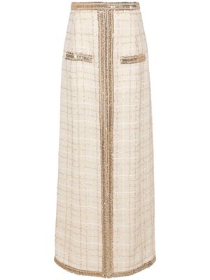 Giambattista Valli sequin-embellished front-slit skirt - Neutrals