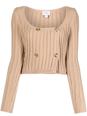 Giambattista Valli square-neck knitted jumper - Brown