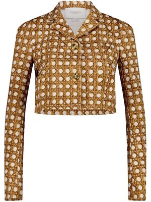 Giambattista Valli Vienna straw cropped jacket - Brown