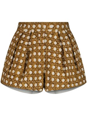 Giambattista Valli Vienna Straw pleated shorts - Brown