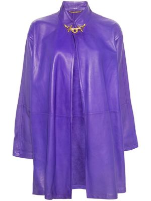 Gianfranco Ferré Pre-Owned 1980s open-front leather coat - Purple
