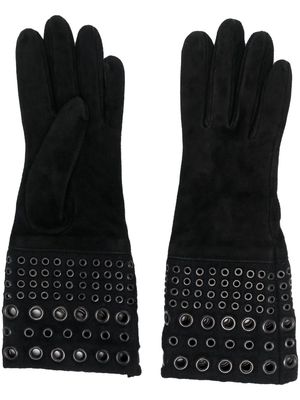 Gianfranco Ferré Pre-Owned 1990s eyelet detailing suede gloves - Black