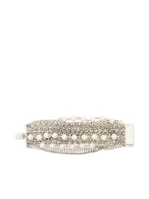 Gianfranco Ferré Pre-Owned 1990s faux-pearl multi-chain bracelet - Silver
