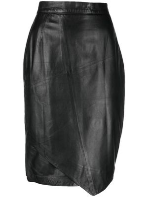 Gianfranco Ferré Pre-Owned 1990s layered leather pencil skirt - Black