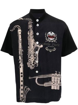 Gianfranco Ferré Pre-Owned 1990s saxophone-print silk shirt - Black