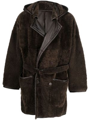 Gianfranco Ferré Pre-Owned 1990s shearling hooded coat - Brown