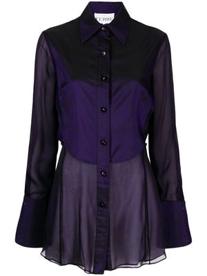 Gianfranco Ferré Pre-Owned 1990s sheer-panelled silk-blend shirt - Purple