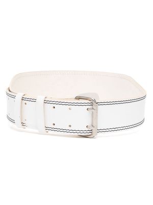 Gianfranco Ferré Pre-Owned 1990s stitched buckled belt - White
