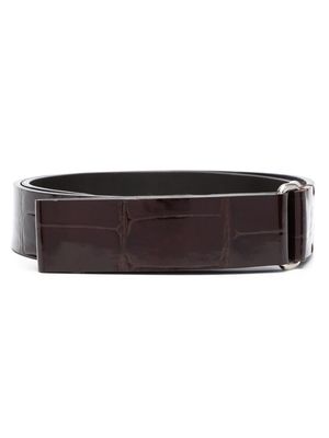 Gianfranco Ferré Pre-Owned 2000s crocodile-embossed leather belt - Brown