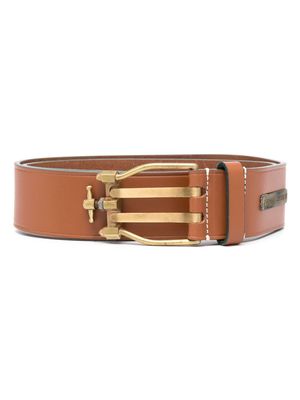 Gianfranco Ferré Pre-Owned 2000s logo-plaque leather belt - Brown