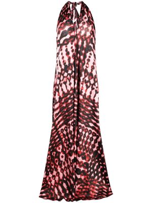 Gianluca Capannolo abstract-print halterneck dress - Red