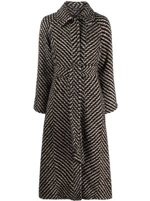 Gianluca Capannolo chevron-pattern belted coat - Black