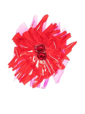 Gianluca Capannolo floral-shaped translucent brooch - Red