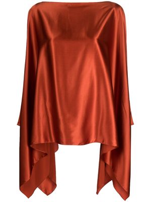 Gianluca Capannolo satin-finish cape-style blouse - Brown