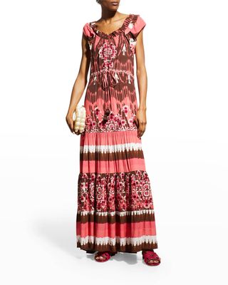 Gianna Embroidered Ruffle Tiered Maxi Dress