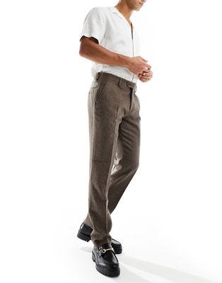 Gianni Feraud brown slim tweed suit pants