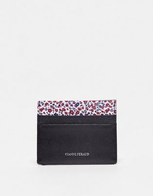 Gianni Feraud card holder in black with ditsy print