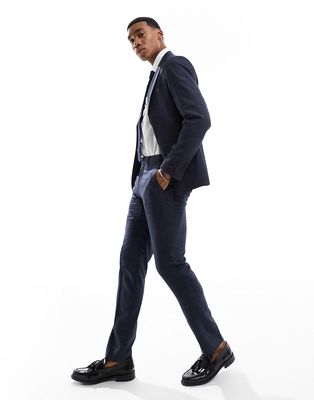 Gianni Feraud checked slim suit pants in navy