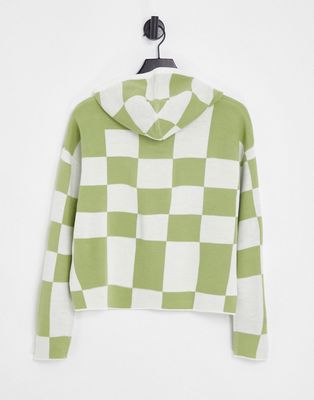 Gianni Feraud checkerboard knitted hooded sweater in green - part of a set-Multi