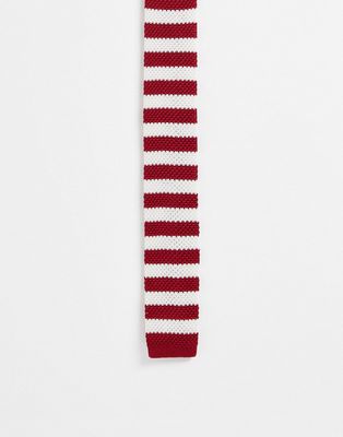 Gianni Feraud knit stripe tie in burgundy and cream-Multi